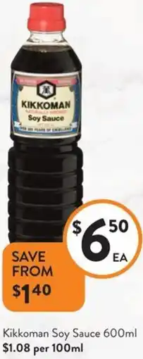 Foodworks Kikkoman Soy Sauce offer
