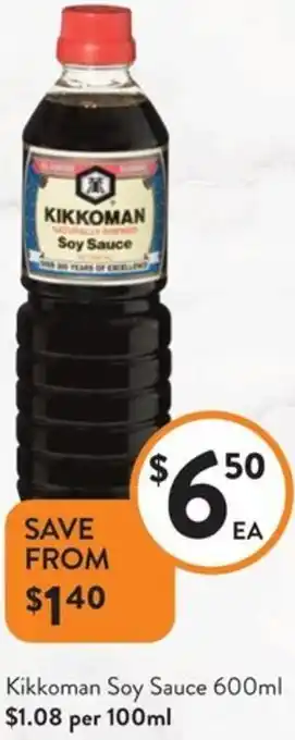 Foodworks Kikkoman Soy Sauce offer