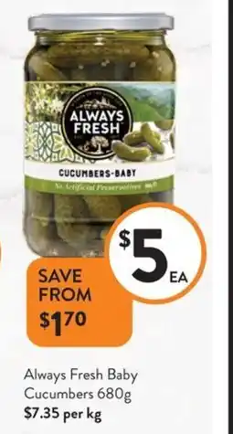 Foodworks Always Fresh Baby Cucumbers offer