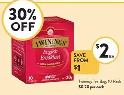 Foodworks Twinings Tea Bags 10 Pack offer