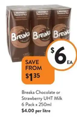 Foodworks Breaka Chocolate or Strawberry UHT Milk offer