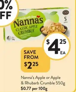Foodworks Nanna's Apple or Apple & Rhubarb Crumble offer