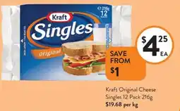 Foodworks Kraft Original Cheese Singles 12 Pack offer