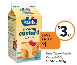 Foodworks Pauls Creamy Vanilla Custard offer