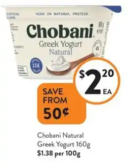 Foodworks Chobani Natural Greek Yogurt offer