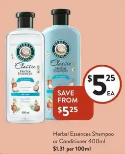 Foodworks Herbal Essences Shampoo or Conditioner offer