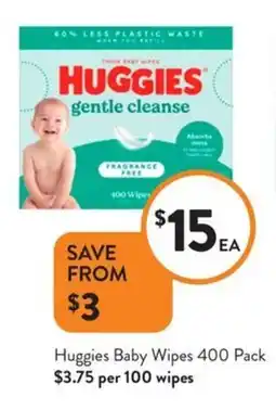 Foodworks Huggies Baby Wipes 400 Pack offer