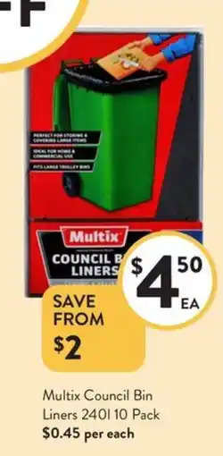 Foodworks Multix Council Bin Liners 2401 10 Pack offer