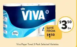 Foodworks Viva Paper Towel 3 Pack Selected Varieties offer