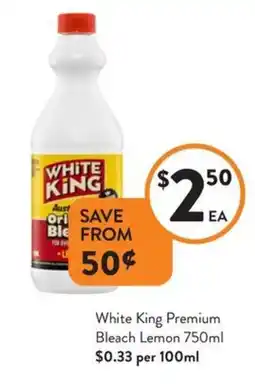 Foodworks White King Premium Bleach Lemon offer