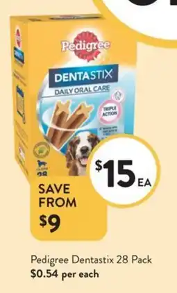 Foodworks Pedigree Dentastix 28 Pack offer