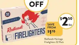 Foodworks Redheads Heritage Firelighters 32 Pack offer
