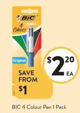 Foodworks BIC 4 Colour Pen 1 Pack offer
