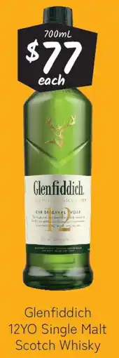 Cellarbrations Glenfiddich 12YO Single Malt Scotch Whisky offer