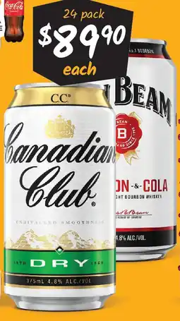 Cellarbrations Canadian Club & Dry or Jim Beam White & Cola 4.8% Cube Cans offer
