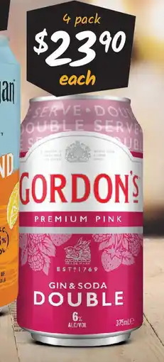 Cellarbrations Gordon's Pink & Soda Double Serve 6% Cans offer