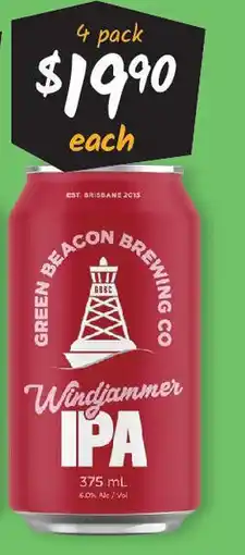 Cellarbrations Green Beacon Windjammer IPA Cans offer