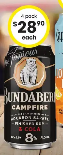 The Bottle O Bundaberg Campfire Rum & Cola 8% Cans offer