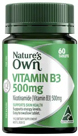 Coles Nature's Own Vitamin B3 500mg Tablets 60 Pack offer