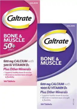 Coles Caltrate Bone & Muscle Health or Bone & Muscle Health 50+ Tablets 100 Pack offer