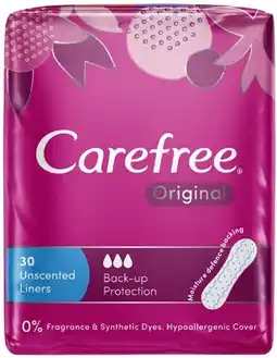 Coles Carefree Original Unscented Liners 30 Pack offer