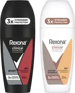 Coles Rexona Clinical Protection Antiperspirant Roll On Deodorant 50mL offer