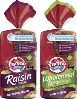 Coles Tip Top Raisin Toast 520g-600g offer
