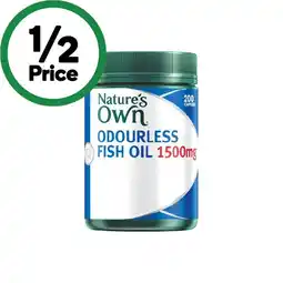 Woolworths Nature’s Own Odourless Fish Oil 1500mg Capsules Pk 200 offer