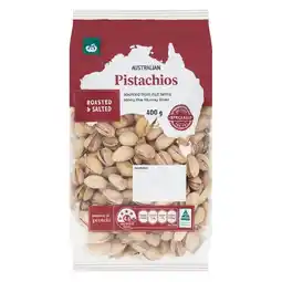 Woolworths Woolworths Australian Pistachios Roasted & Salted 400g Pack offer
