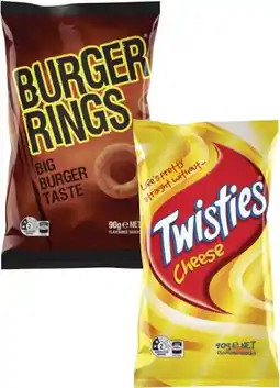 Coles Twisties, Burger Rings or Cheetos 65g-90g offer