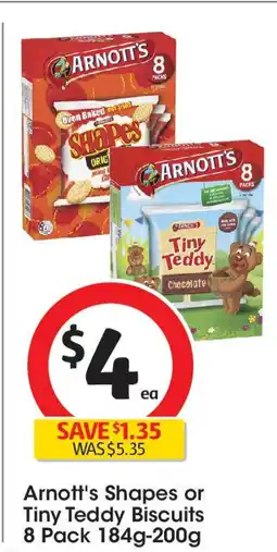 Coles Arnott's Shapes or Tiny Teddy Biscuits offer