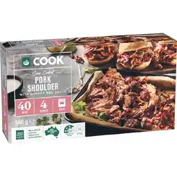 Woolworths Woolworths COOK Slow Cooked Pork Shoulder with Smokey BBQ Sauce 560g offer