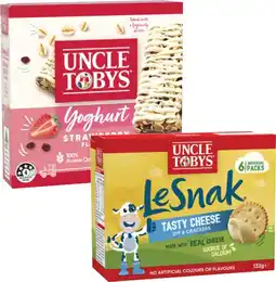 Coles Uncle Tobys Muesli Bars 145g-185g or Le Snak 132g offer
