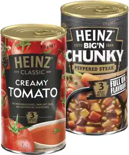 Coles Heinz Classic or Big'N Chunky Soup 535g offer