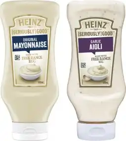 Coles Heinz Seriously Good Aioli or Mayonnaise 500mL offer