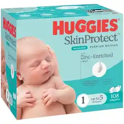 Woolworths Huggies Newborn or Infant Nappies Pk 96-108 offer
