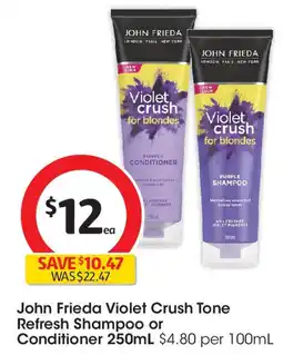 Coles John Frieda Violet Crush Tone Refresh Shampoo or Conditioner offer