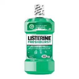 Woolworths Listerine Freshburst Antibacterial Mouthwash 500ml offer