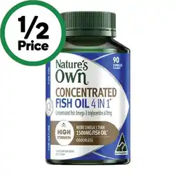 Woolworths Nature's Own Concentrated Fish Oil 4 In 1 Capsules Pk 90 offer