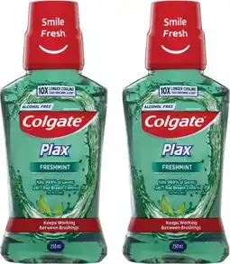 Coles Colgate Plax Fresh Mint Mouthwash 250mL offer