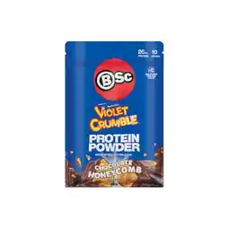 Woolworths BSc Violet Crumble or Chupa Chups Protein Powder 350-400g^ offer