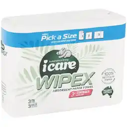 Woolworths icare Wipex Pick A Size Paper Towel Pk 3 offer