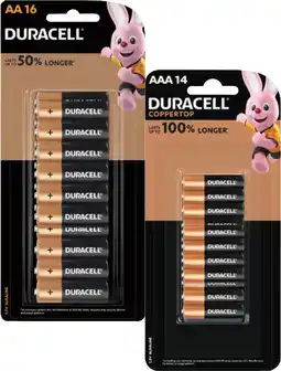 Coles Duracell Coppertop Batteries AA 16 Pack or AAA 14 Pack offer