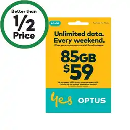 Woolworths Optus $59 SIM PackΔ offer