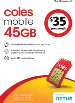 Coles Coles Mobile SIM offer