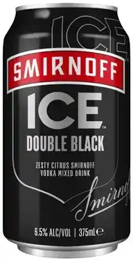 Coles Smirnoff Ice Double Black Vodka Cans 4x375mL offer