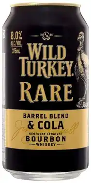 Coles Wild Turkey Rare & Cola 8% Cans 4x320mL offer