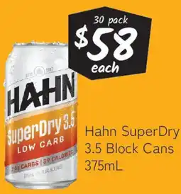 Cellarbrations Hahn SuperDry 3.5 Block Cans offer