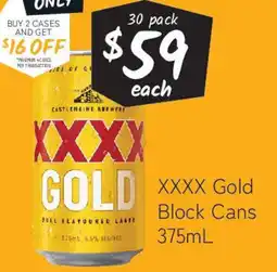 Cellarbrations XXXX Gold Block Cans offer