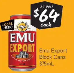 Cellarbrations Emu Export Block Cans offer